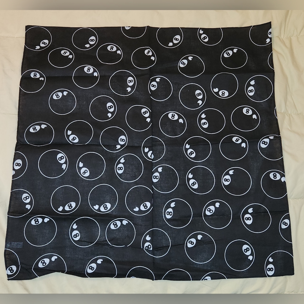 Black Square Bandanna w/ Printed 8-Balls